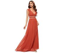 Ever-Pretty Women's V-Neck Sleeveless Bodycon Empire Waist Prom Evening Dress Burnt Orange 14UK