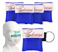 Ever Ready First Aid CPR Mask for Pocket or Key Chain, CPR Emergency Face Shield with One-Way Valve Breathing Barrier for First Aid or AED Training, 5 Count - Blue