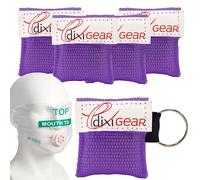 Ever Ready First Aid CPR Mask for Pocket or Key Chain, CPR Emergency Face Shield with One-Way Valve Breathing Barrier for First Aid or AED Training, 5 Count - Purple