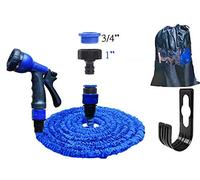 Ever Rich ® 100 Feet Newest Expandable Strongest Hose With & 8 Pattern Spray Nozzle (BLUE + HOLDER)