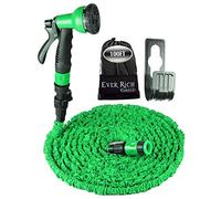 Ever Rich ® 100 Feet Newest Expandable Strongest Hose With & 8 Pattern Spray Nozzle (GREEN + HOLDER)