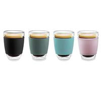 Ever Rich ® Double Wall Glasses for Tea,Coffee,Latte,Cappuccino Or Espresso with Silicone Rubber Case (SILCON 320ML x 4)