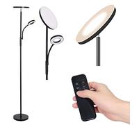Ever Rich ® Floor Lamp Modern Torchiere Super Bright Floor Lamps, 3 Colour Temperatures. Main Light (36W) and Side Reading Lamp (7W). Best Light for Your House, Remote Control Included