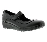 Ever Soft Shirlie Ladies Black Touch Fastening Ballerina Shoes, Size: 7