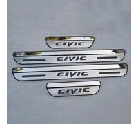 Ever TA 4 pcs Car Door Sill Protector Strips for Hon-da Civic 10th 2016-2022, Stainless Steel Auto Threshold Kick Plates Pedal Car Body Styling Decoration Accessory, Silver