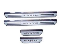 Ever TA 4Pcs Car Door Sill Protector Strips for Hon-da Civic 10th 2016 2017 2018 2019 2020, Stainless Steel Kick Plates Scuff Guard Threshold Styling Decor Accessories, Silver