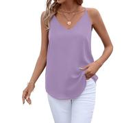 Evera B Women's V-Neck Chiffon Adjustable Spaghetti Strap Cami Top, Pastel Purple, S