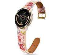 EverAct 18mm Floral Leather Band Compatible with Garmin Venu 4 41mm Watch Band/Venu 3S/Vivoactive 4S/Vivomove 3S/Venu 2S/Forerunner 255S 265S, Fancy Dressy Cute Flower Pattern Strap for Women Men