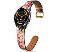 EverAct 18mm Floral Leather Band Compatible with Garmin Venu 4 41mm Watch Band/Venu 3S/Vivoactive 4S/Vivomove 3S/Venu 2S/Forerunner 255S 265S, Fancy Dressy Cute Flower Pattern Strap for Women Men