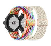 EverAct 2 Pack Braided Nylon Elastic Stretchy Sport Loop Compatible With Google Pixel Watch 1, 2, 3 (41mm) for Women and Men