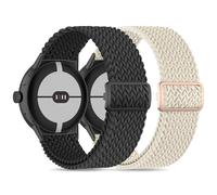 EverAct 2 Pack Braided Nylon Elastic Stretchy Sport Loop Strap Compatible With Google Pixel Watch 1, 2, 3 (41mm) for Women and Men