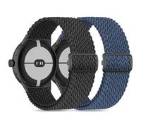 EverAct 2 Pack Braided Nylon Strap Compatible with Google Pixel Watch, Elastic Stretchy Nylon Sport Loop Strap for Women & Men