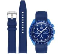 EverAct 20mm Curved No Gap Rubber Strap Compatible with Omega x Swatch Moonswatch Speedmaster, Swatch Omega Moonswatch Speedmaster Watch Replacement Band Men Women