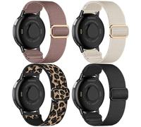 EverAct 4 Pack Stretchy Nylon Band Compatible with Garmin Vivoactive 6/Vivoactive 5/3/3 Music, 20mm Loop Elastic Fabric Sport Straps for Venu Sq 2/Venu 2 Plus & Forerunner 165/55/245/645 Music
