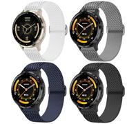 EverAct 4 Pack Stretchy Nylon Compatible with Garmin Venu 3S Watch Band/Venu 4 41mm/Venu 2S/Vivoactive 4S/Vivomove 3S/Forerunner 255S 265S, 18mm Quick Release Loop Fabric Soft Strap for Women Men