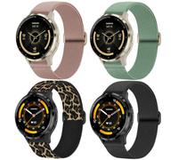 EverAct 4 Pack Stretchy Nylon Compatible with Garmin Venu 3S Watch Band/Venu 4 41mm/Venu 2S/Vivoactive 4S/Vivomove 3S/Forerunner 255S 265S, 18mm Quick Release Loop Fabric Soft Strap for Women Men
