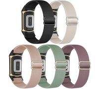 EverAct 5 Pack Elastic Straps - Compatible with Fitbit Charge 6/5, Adjustable Nylon Loop Braided Replacement Sport Wristband for Charge 6/5 Activity Tracker - Women/Men