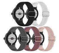 EverAct 5 Pack Stretchy Nylon Compatible with Google Pixel Watch Strap/Pixel Watch 2 Strap/Pixel Watch 3 41mm Strap, Elastic Stretchy Nylon Sport Loop Strap for Google Pixel Watch 3 2 1 for Women Men