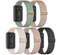 EverAct 5 Pack Stretchy Nylon Compatible with Samsung Galaxy Fit 3 Strap for Women Men, Elastic Adjustable Soft Sport Strap Wristband for Galaxy Fit 3 SM-R390