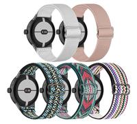 EverAct 5 Pack Stretchy Nylon Straps Compatible with Google Pixel Watch 4/3/2/1 41mm Strap, Elastic Stretchy Nylon Sport Loop band for Google Pixel Watch 4 3 2 1 41mm for Women Men