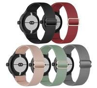 EverAct 5 Pack Stretchy Nylon Straps Compatible with Google Pixel Watch 4/3/2/1 41mm Strap, Elastic Stretchy Nylon Sport Loop band for Google Pixel Watch 4 3 2 1 41mm for Women Men