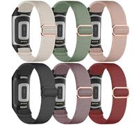 EverAct 6 Pack Stretchy Loop Nylon Compatible with Fitbit Charge 6 Bands/Fitbit Charge 5 Bands for Women Men, Soft Adjustable Breathable Elastic Wristband Sport Strap for Charge 5/6 Watch, 6 Pack-2