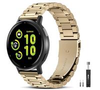 EverAct Compatible with Garmin Forerunner 165 Band/Forerunner 55/245/645/570-42mm, 20mm Stainless Steel Metal Strap Replacement Wristband for Vivoactive 6/5/3/3 Music/Venu Sq 2