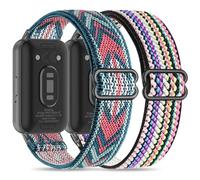 EverAct Elastic Band Compatible with Samsung Galaxy Fit 3 Replacement Wristband for Samsung Galaxy Fit 3 SM-R390 Nylon Replacement Strap Sport Wrist Watch Strap for Men, Green Arrow/Colourful