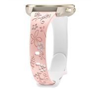 EverAct Floral Engraved Slim Silicone Bracelet for Garmin Vivoactive 5/3, Vivomove 3/HR/Luxe/Style, 20 mm Soft Sport Waterproof Replacement Strap for Garmin Forerunner 55/245/265/158 Women