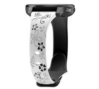 EverAct Floral Engraved Slim Silicone Bracelet for Garmin Vivoactive 5/3, Vivomove 3/HR/Luxe/Style, 20 mm Soft Sport Waterproof Replacement Strap for Garmin Forerunner 55/245/265/158 Women
