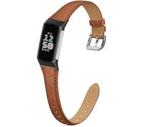 EverAct Slim Leather Band Compatible with Fitbit Charge 6/Fitbit Charge 5 Watch Band,Soft Genuine Leather Adjustable Sport Straps for Women Men