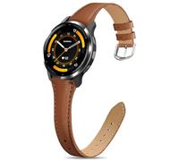 EverAct Slim Leather Band Compatible with Garmin Venu 3S 41mm/Venu 2S/Vivoactive 4S/Vivomove 3S/Forerunner 255S/Forerunner 265S, 18mm Genuine Leather Thin Soft Narrow Replacement Strap for Women Men