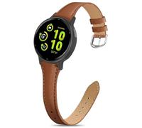 EverAct Slim Leather Band Compatible with Garmin Vivoactive 6/Vivoactive 5/3/3 Music, 20mm Genuine Leather Thin Soft Narrow Replacement Strap for Venu Sq 2/Venu 2 Plus/Forerunner 165/55/245/645 Music