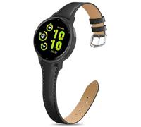 EverAct Slim Leather Band Compatible with Garmin Vivoactive 6/Vivoactive 5/3/3 Music, 20mm Genuine Leather Thin Soft Narrow Replacement Strap for Venu Sq 2/Venu 2 Plus/Forerunner 165/55/245/645 Music