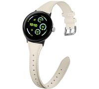 EverAct Slim Leather Compatible with Google Pixel 4/3 45mm Watch Band, Thin Narrow Soft Genuine Leather Adjustable Sport Strap for Pixel 3 45mm Women Men