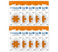 EverActive 13/PR48 60 x Ultrasonic Type Hörgerat Batteries (10 Blister Card Light Orange