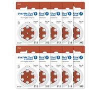 everActive 312, 60 Pack, Hearing Aid Batteries, High Performance, Zinc Air Batteries, 10 Blister Cards, 4 Year Shelf Life, Brown, Ultrasonic PR41