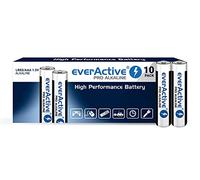 everActive AAA Batteries Pack of 10, Pro Alkaline, Micro LR03 R03 1.5 V, Highest Performance, 10 Year Shelf Life, Pack of 10, Black/White