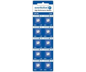 EverActive AG3 1.5V 10x Batteries Alkaline Mini G3 LR736 LR41 5 Year Shelf Life Pack of 10-1 Blister Card