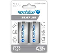 everActive Battery D 5500 mAh 2 pieces, NI-MH, Mono R20, rechargeable, pre-charged, silver line 1.2 V, 1 blister card, EVHRL20-5500