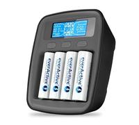 everActive Charger for NI-MH, NI-Cd, 1-4x R6/AA, R03/AAA, Professional and Fast, USB-C NI-MH Processor Controlled with Discharge and Capacity Measurement Model: NC-1000M