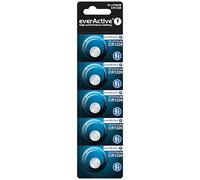 everActive CR1220, 3 V, lithium button cell batteries, most powerful battery, 10 year shelf life, pack of 5, 1 blister card