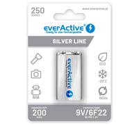 4 x everActive 9V Rechargeable Battery 250mAh Ni-MH E Block PP3 HR22 6LR61 HR9V