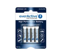 everActive AAA Batteries 4 Pack, Pro Alkaline, Micro LR03 R03 1.5V, Highest Performance, 10 Year Shelf Life, 4 Pack - 1 Blister Card