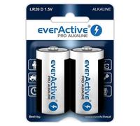 everActive D Batteries 2 Pack Pro Alkaline Mono LR20 R20 1.5V Highest Performance 10 Year Shelf Life 2 Pack - 1 Blister Card