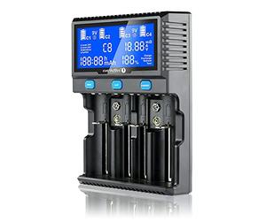 everActive UC4200 Professional Fast and Universal 4 Cylindrical Li-ion and NI-MH Battery Charger with LCD Display Capacity Test