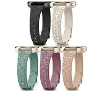 EverArt 18mm Floral Engraved Strap Compatible with Garmin Venu 3S Watch Bands/Venu 2S/Venu 4 41mm/Vivoactive 4S/Vivomove 3S/Forerunner 265S 255S, 5 Pack Sport Silicone Wristbands for Women Men