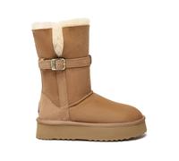 Everau Australia Real Sheepskin Brush 3-Way Style Platform Mid Boots With Eva Sole In Brown Brown 9