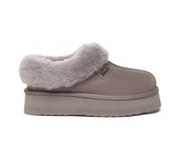 Everau Australia Real Sheepskin Topknot Leather Platform Slippers With Eva Sole In Brown Brown 9