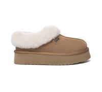 Everau Australia Real Sheepskin Topknot Leather Platform Slippers With Eva Sole In Gold Gold 7